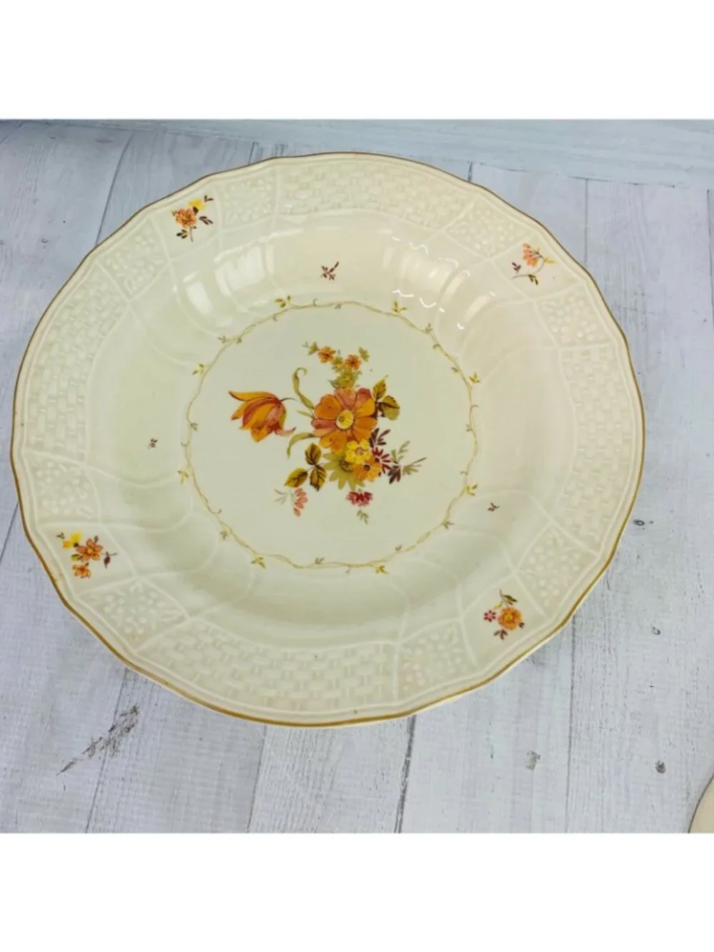 Mikasa MARSEILLES D1092 Floral Center Weave Rimorange Pasta Soup Bowls Set of 5